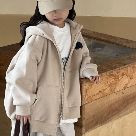 Girls' fleece hoodie jacket 2024 Autumn/Winter new style for children and middle-aged kids autumn/Winter stylish thickened hooded top Girls' fleece hoodie jacket 2024 Autumn/Winter new style for children and middle-aged kids autumn/Winter stylish thickened hooded top